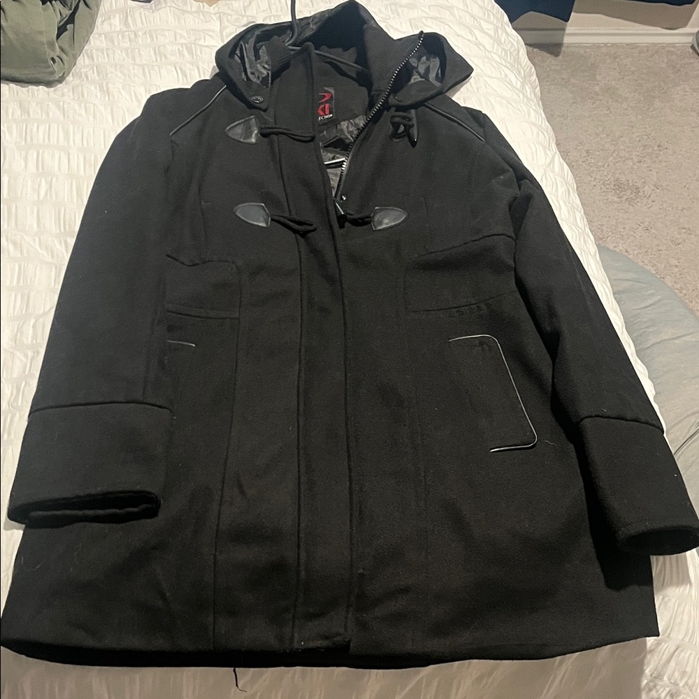 Yoki Black Hooded Jacket with Toggle Closures